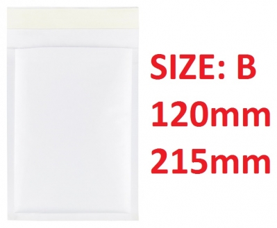 200x Size B 120mm x 215mm White Padded Bubble Envelopes