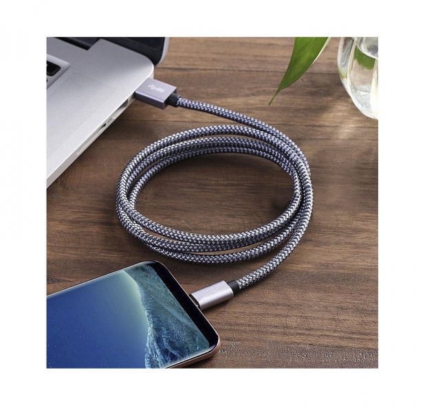 3m Nylon IPhone Fast Quick Charge 3.0 2A Cable Gray