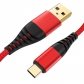 1m Nylon Type C USB Fast Quick Charge 3.0 3A Red Black Data