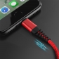 1m Nylon iPhone USB Fast Quick Charge 3.0 3A Red Black Data