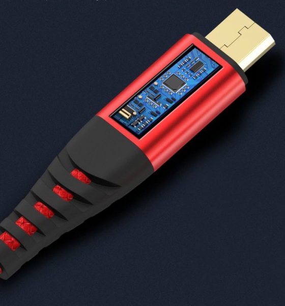 1m Nylon Micro USB Fast Quick Charge 3.0 3A Red Black Data