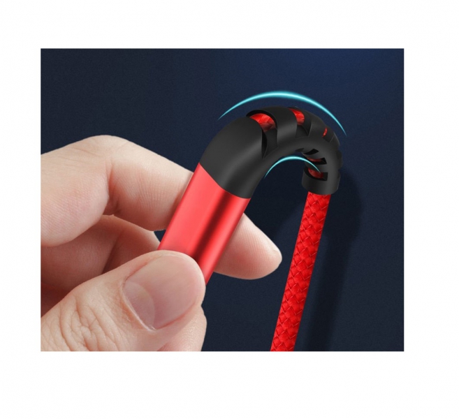 1m Nylon Micro USB Fast Quick Charge 3.0 3A Red Black Data