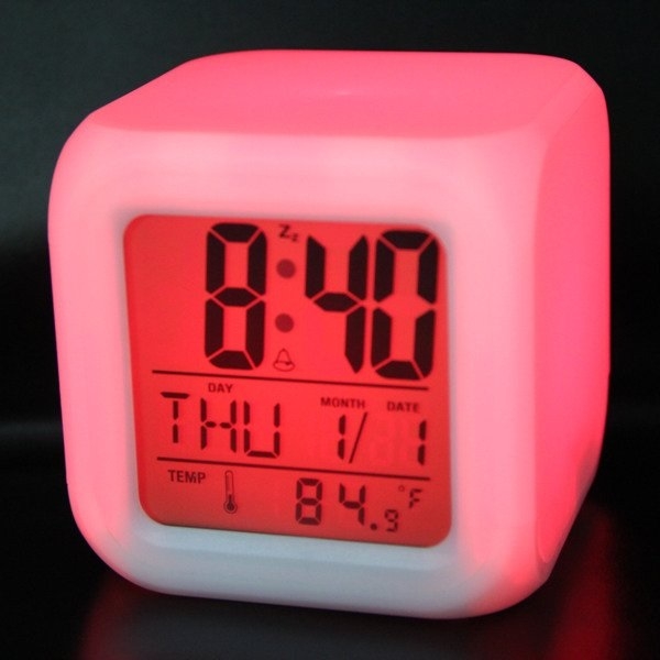 Clock LED 7 Color Changing Digital Alarm Thermometer