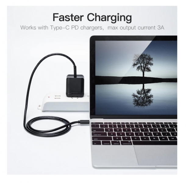 1m USB Type C Male to USB Type C Male Data Sync Black Cable 