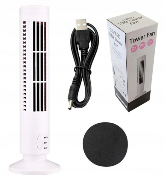 USB Column Desk Fan Tube Portable Wind 2.5W 33cm Office Table