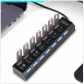 7 Ports Hub USB 2.0 High Speed Adapter with Switchers PC Laptop