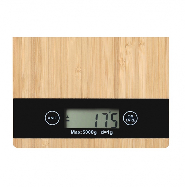 Bamboo LCD Electronic Kitchen Weighing Scale 5kg / 1g