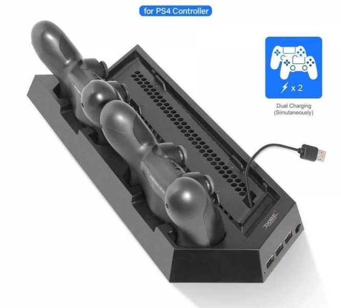 PS4 Dual Controller Charger Console Vertical Cooling Fan Stand 