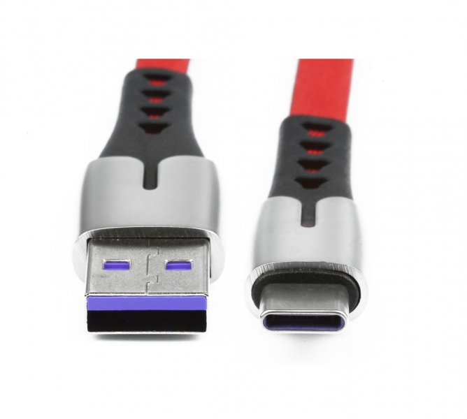 1m Nylon Type C USB Fast Quick Charge 3.0 5A LED Cable Red