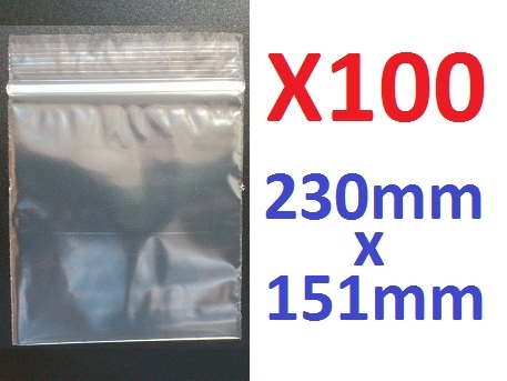 Ziplock Plastic Bags 100x 151mm x 230mm Grip Seal Zipper Lock