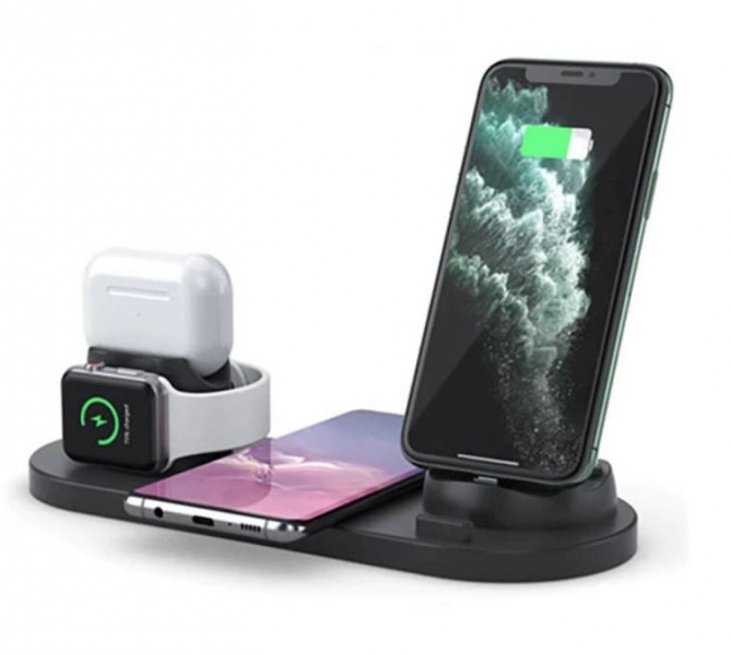 QI 15W Wireless Charger Dock Station Phone Watch Headphones