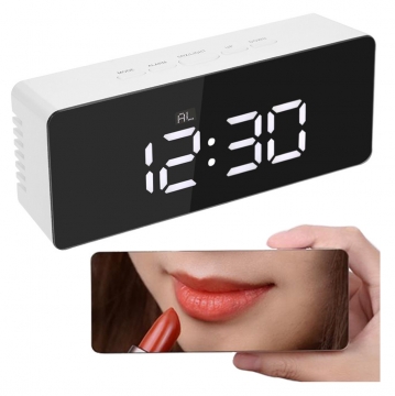 Digital LCD Large Display Alarm Clock Mirror Face Home Tool