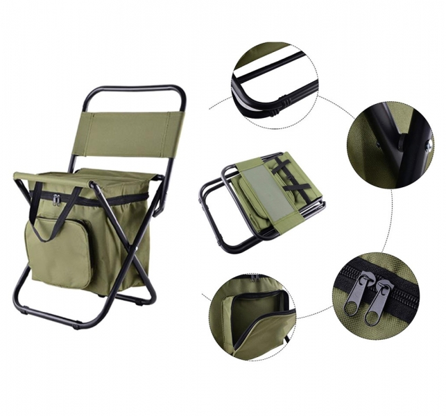 Fishing Backpack Chair Portable Camping With Thermal Bag