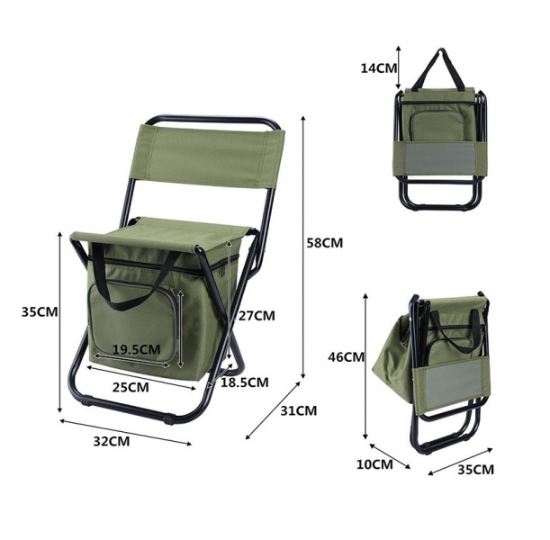 Fishing Backpack Chair Portable Camping With Thermal Bag