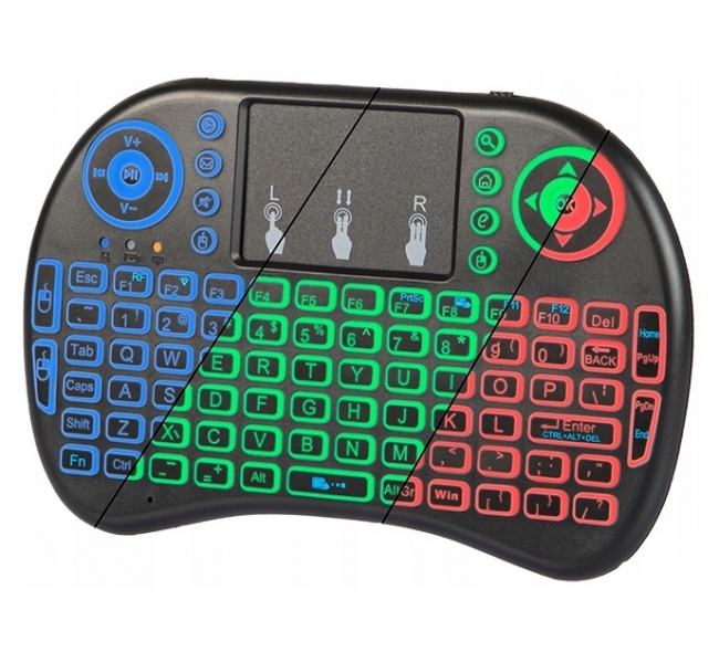 Mini 2.4GHz Wireless Keyboard RGB LED Backlight Touchpad PC