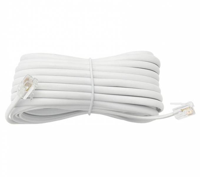 10m RJ11 Straight White 4-CORE ADSL Phone Telephone Cable Cord