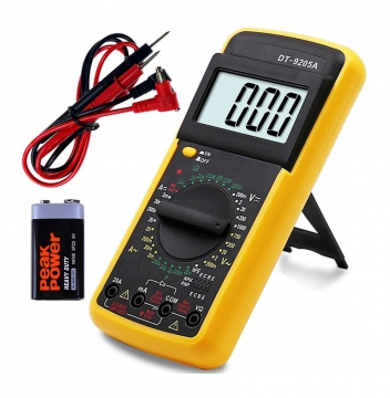 Large LCD Digital Electric Multimeter 9205A + 9V Battery, Cables